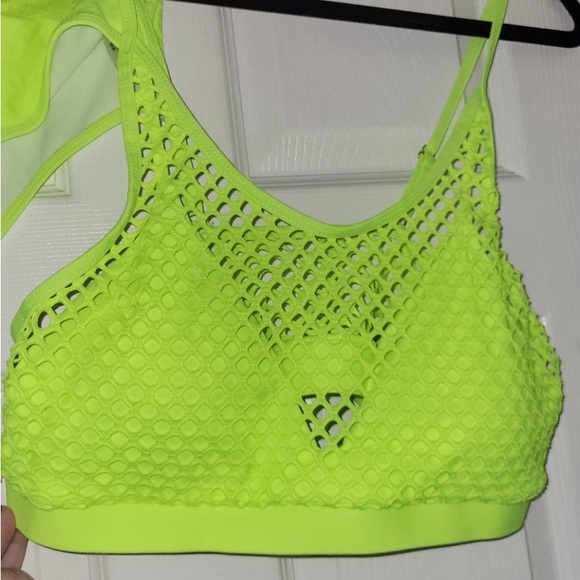 NWT Shein Swim Curve Plus Neon Yellow fishnet swim bathing suit “TOP ONLY” Sz 1X - Picture 5 of 11